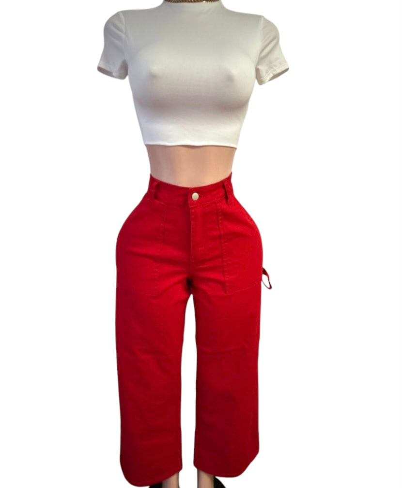 Waist Red Pants