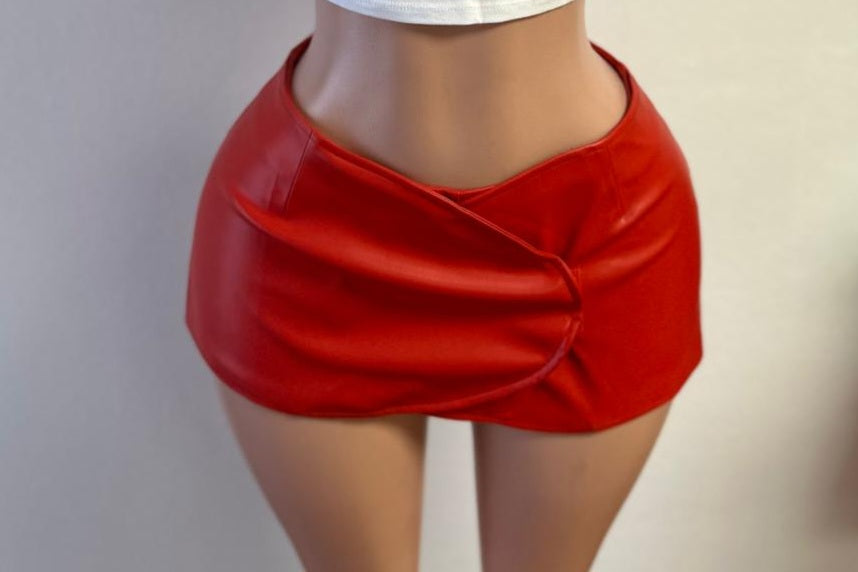 Short Skirt Red leather