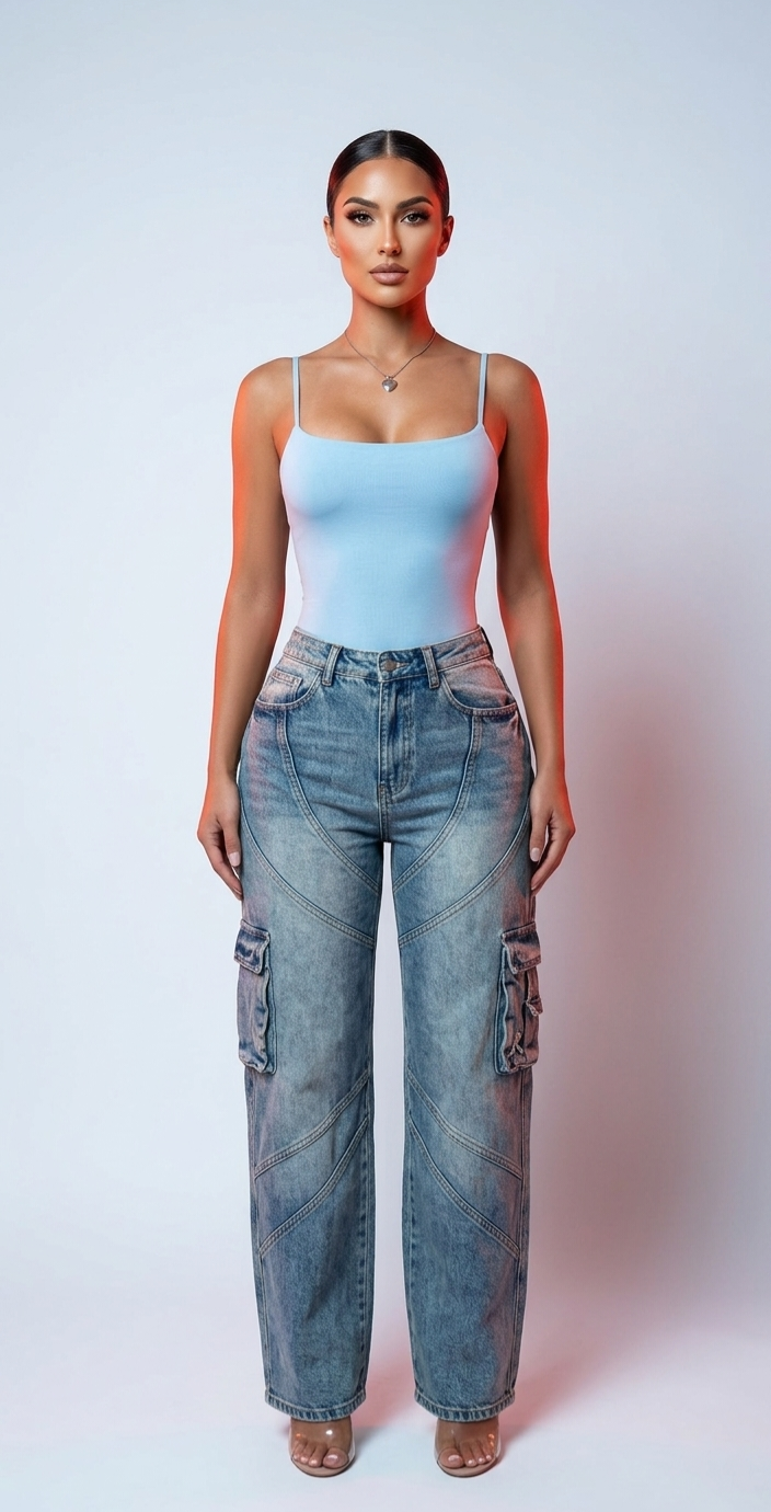 Ice Blue Cargo Pants