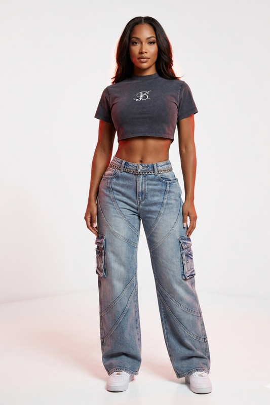 CROP TOP DARK BLUE