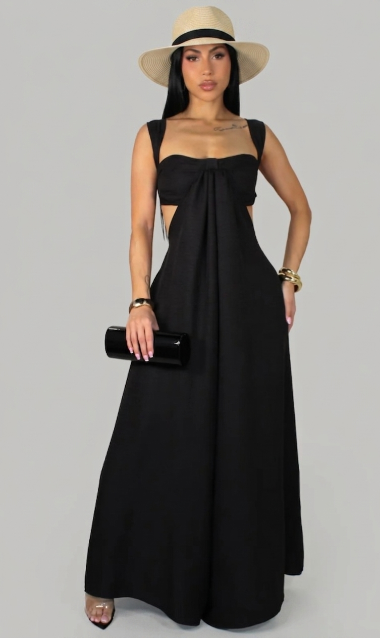 Madrid Oversized Black Jumpsuits (Stretch)