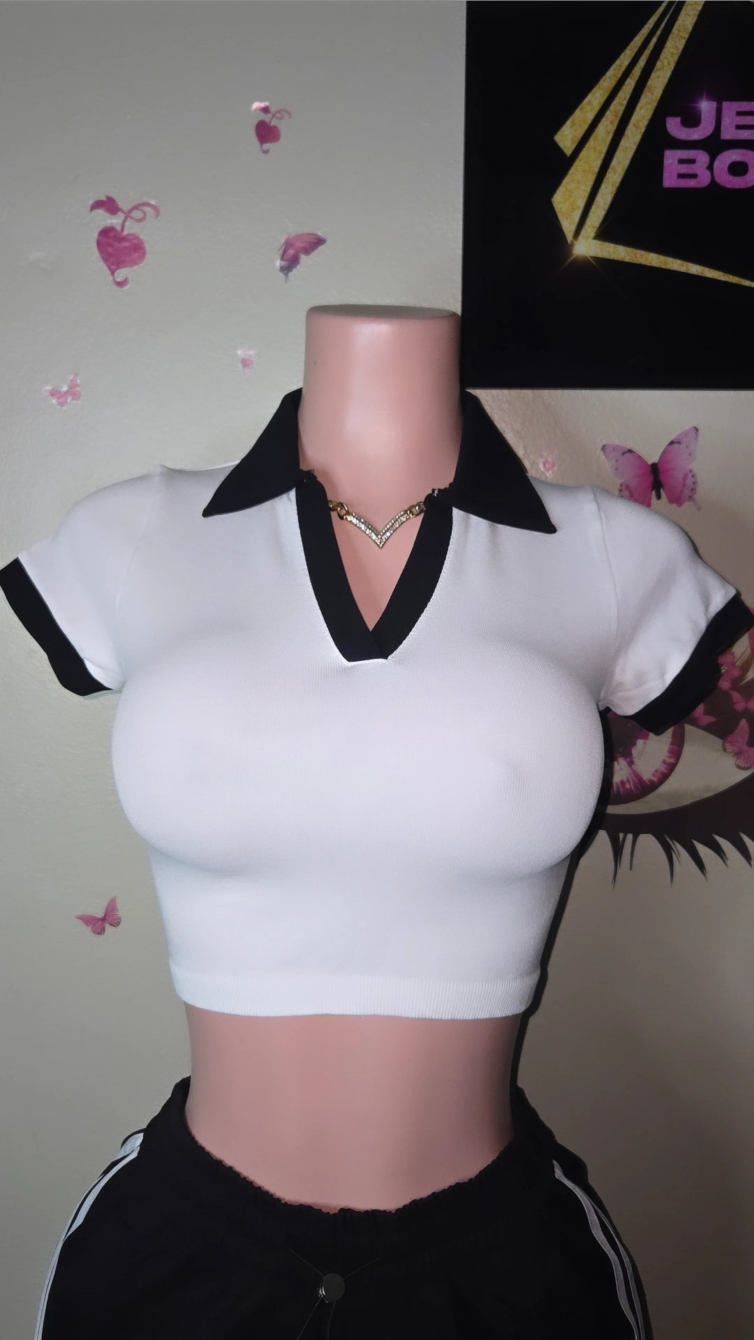 WhiteBlack Crop Top