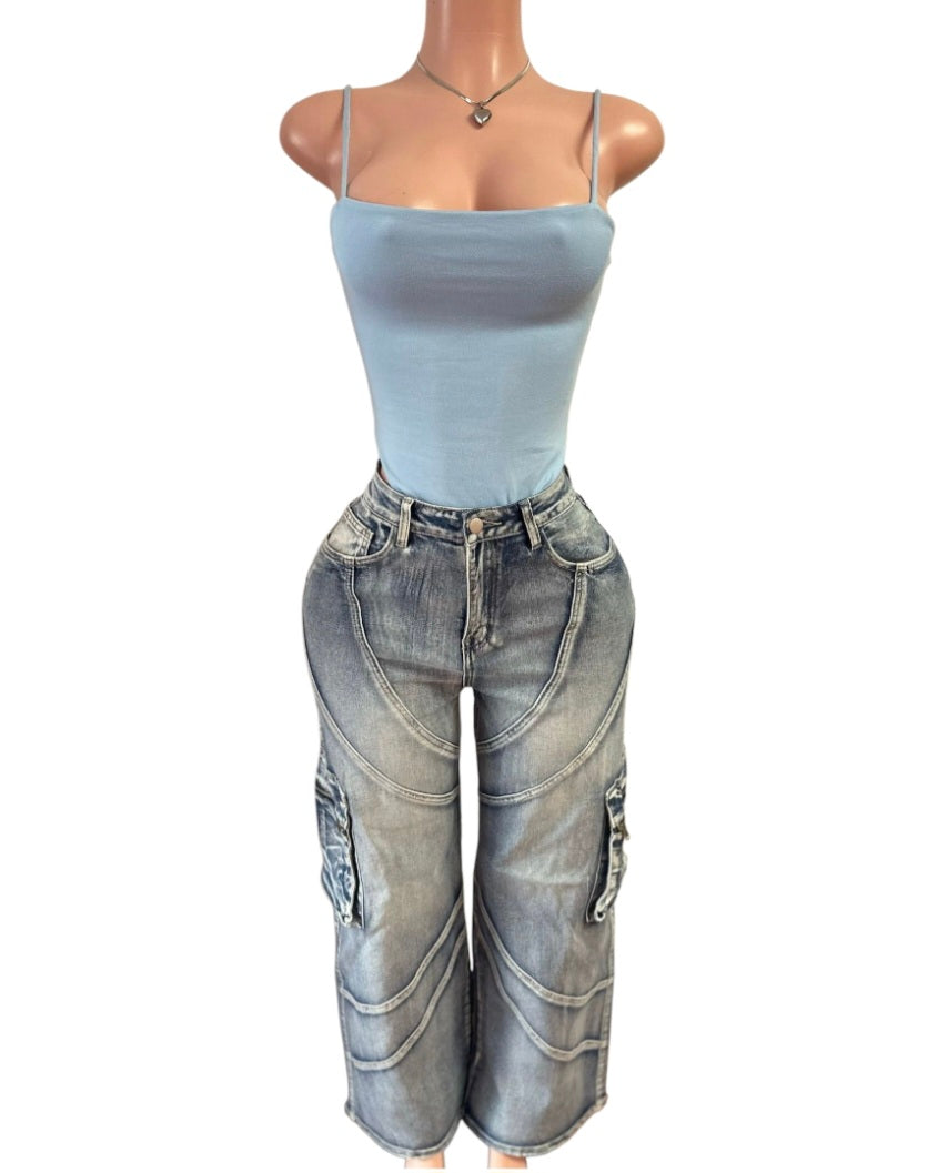 Ice Blue Cargo Pants