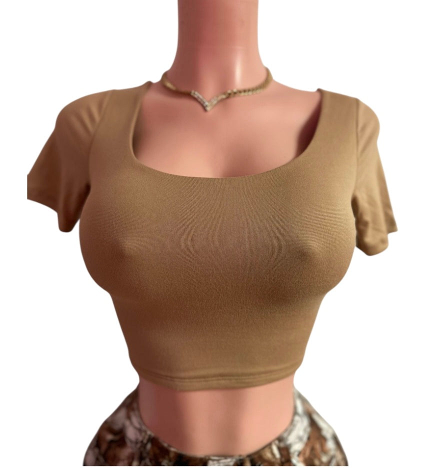 Taupe Crop Top