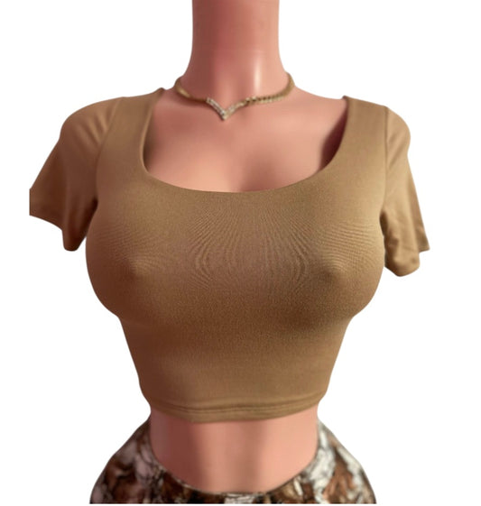 Taupe Crop Top