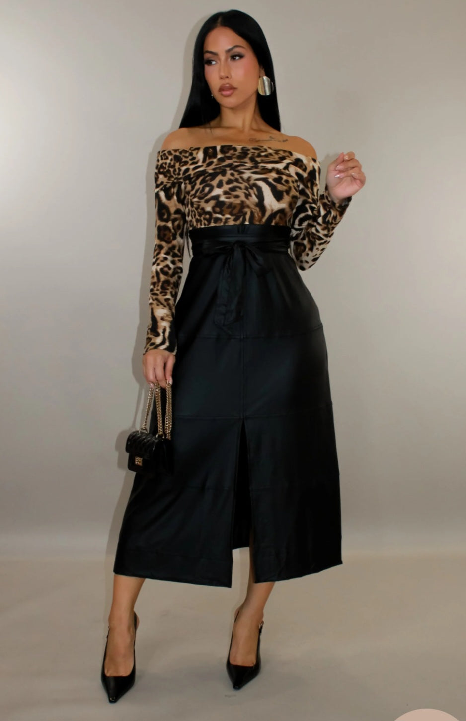 Madri Print Leather Dress