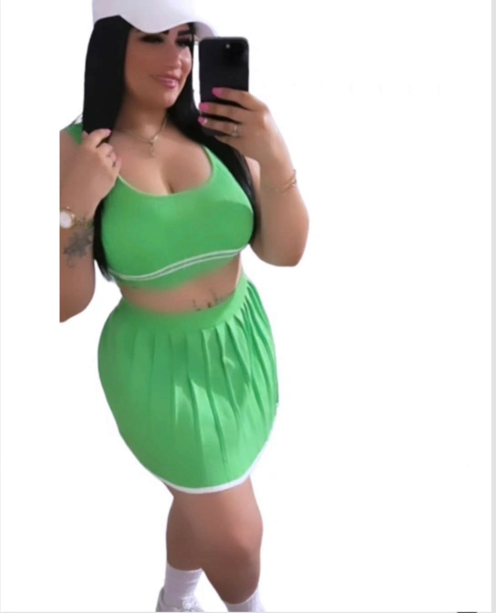 Green Skirt Set