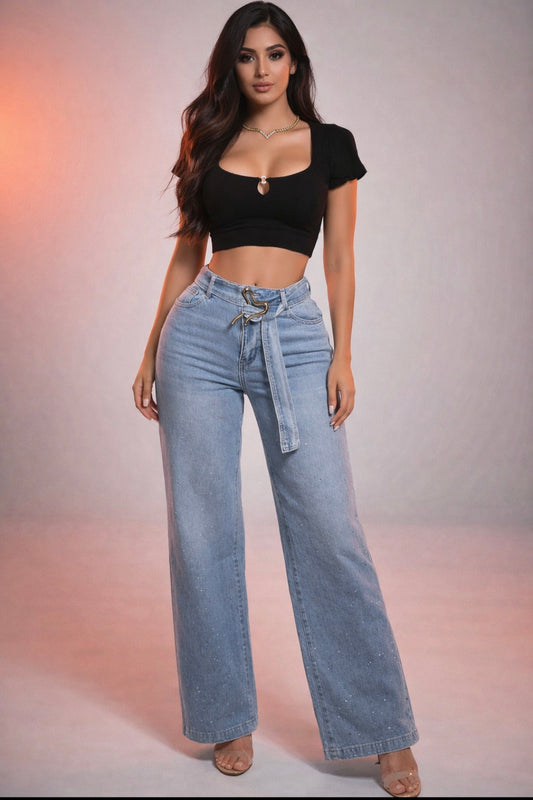 Denim Pants Rhinestone