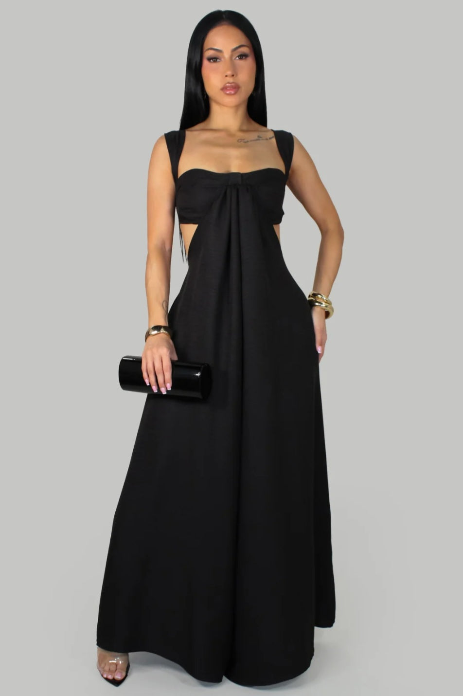 Madrid Oversized Black Jumpsuits (Stretch)