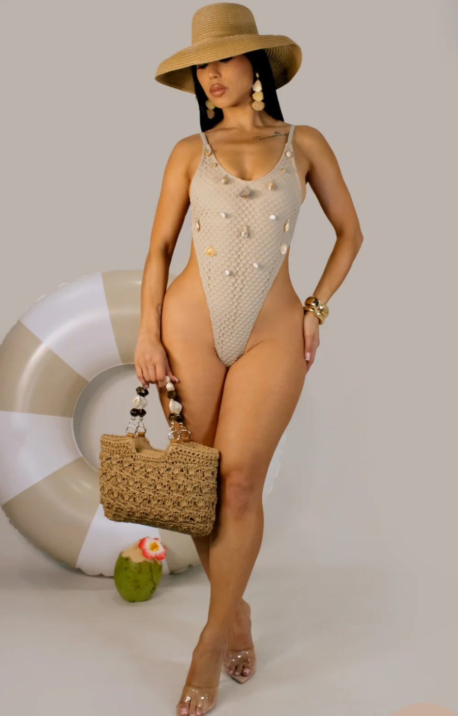 Concha Swimsuit Beige