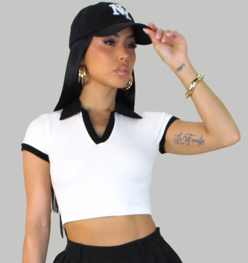 WhiteBlack Crop Top